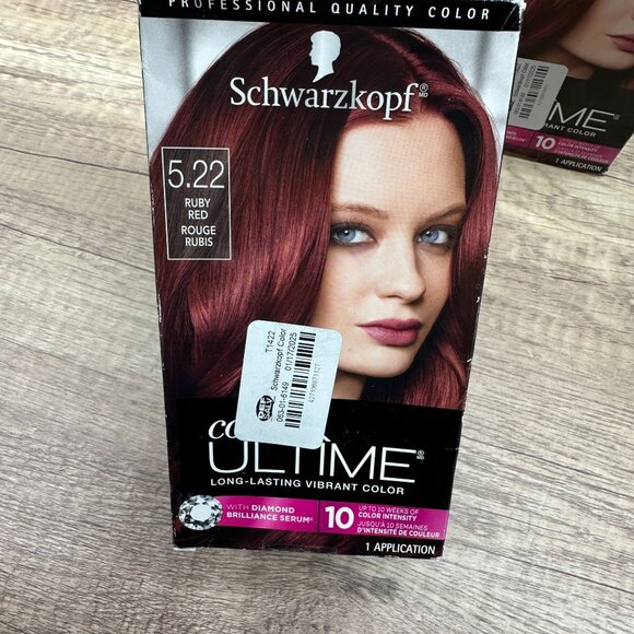 Lot Of 3 Schwarzkopf Hair Coloring 5.22 Ruby Red Color ULTIME - Picture 3 of 13